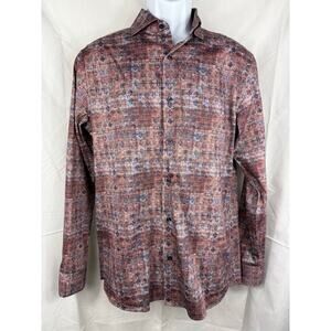 Visconti Black Men’s Red Abstract Geometric Long-sleeve Button-down Shirt - S